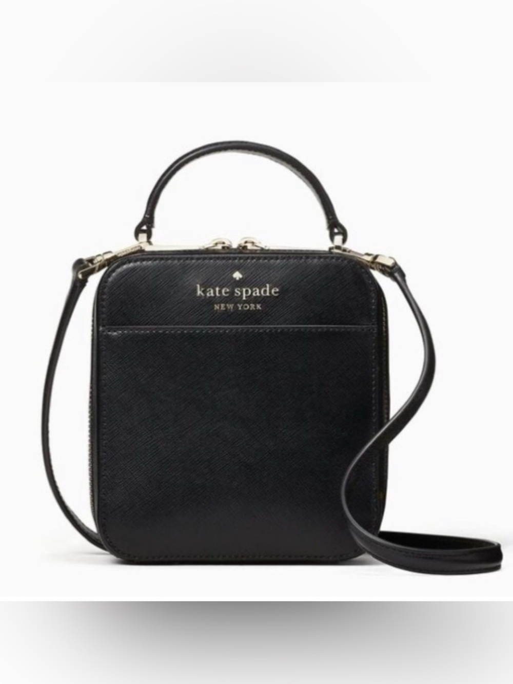 kate spade Black Structured New York Crossbody Bag with Gold Hardware
